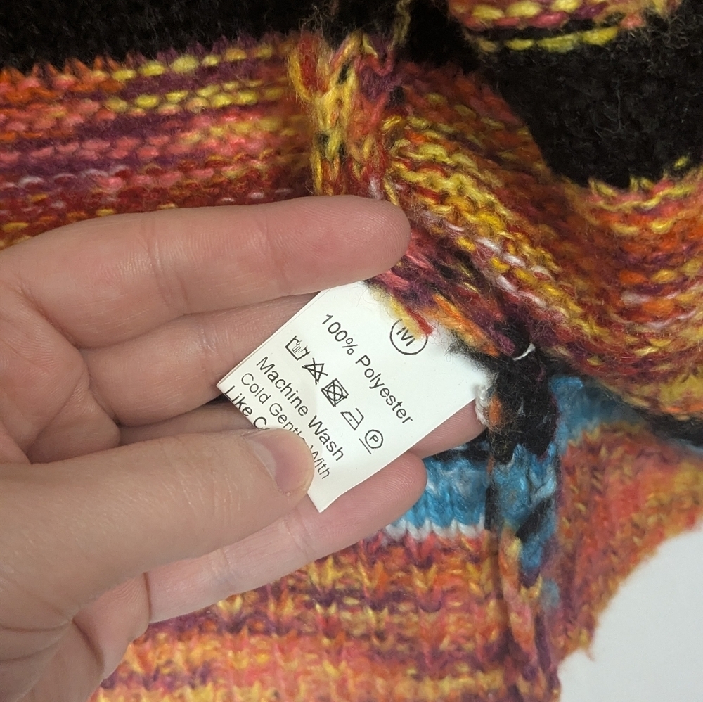 Multicolor with black stripes open cardigan sweater - size m - Picture 3 of 6